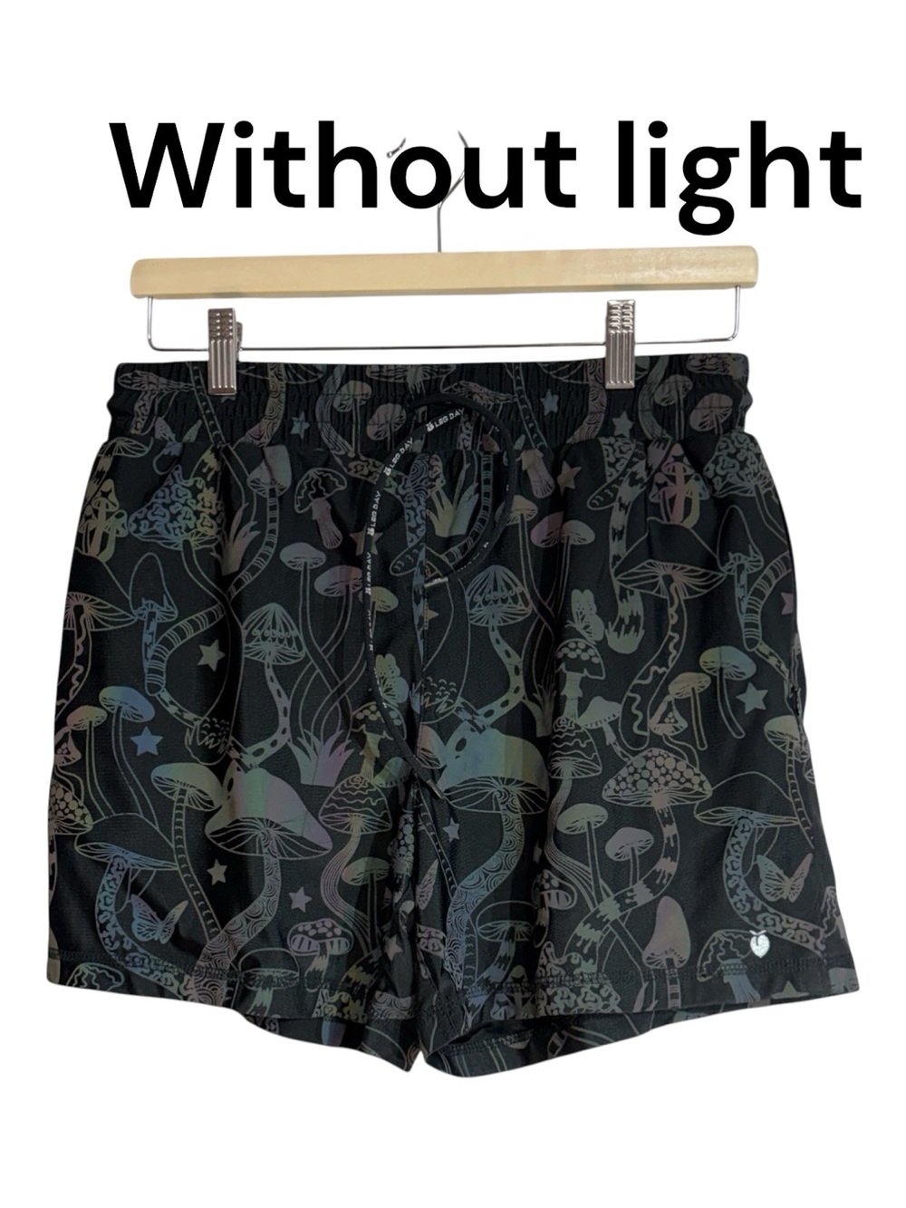 Peach Active Men’s Black Running Shorts with Luminous Reflective Print Size S - Picture 4 of 8